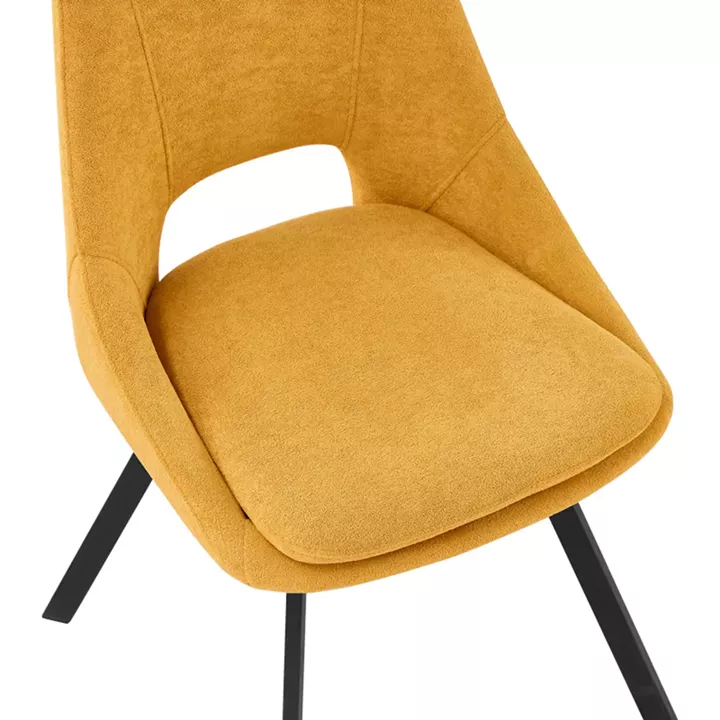Chair Initiate pakoworld teddy fabric yellow-black metal leg 48x57x85cm