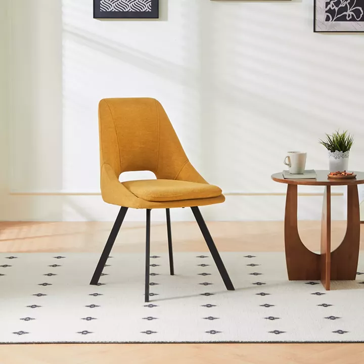 Chair Initiate pakoworld teddy fabric yellow-black metal leg 48x57x85cm