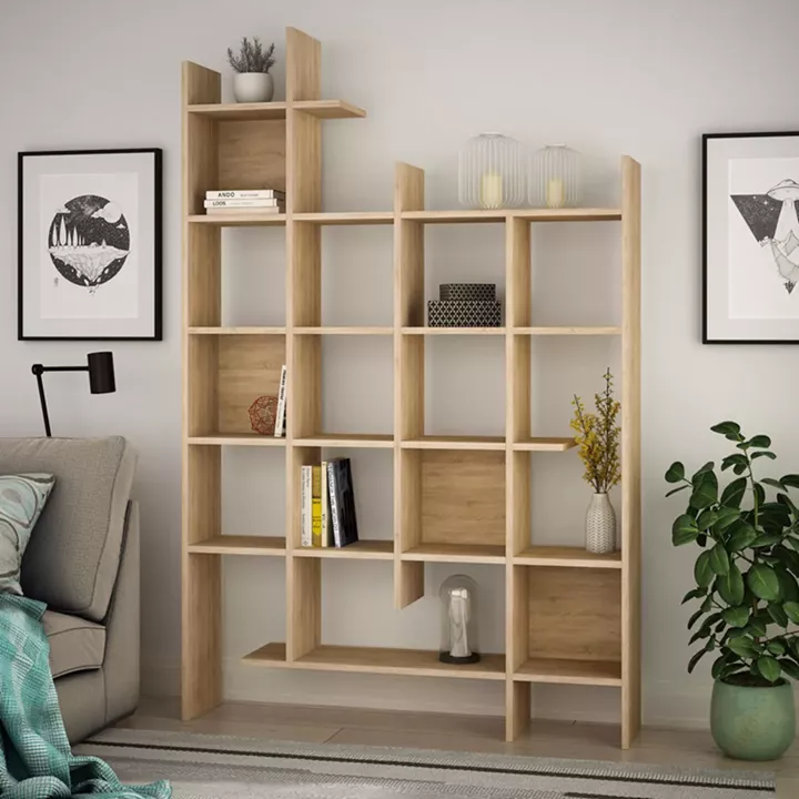 Bookcase Manco pakoworld in oak color 122x25.5x188cm