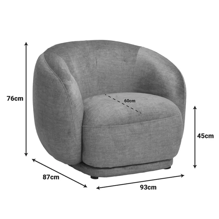 Armchair Freya pakoworld dark grey fabric color 93x87x76cm
