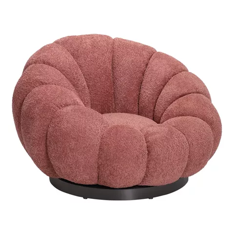Nester pakoworld swivel armchair boucle fabric in rotten apple color 98x97x69cm