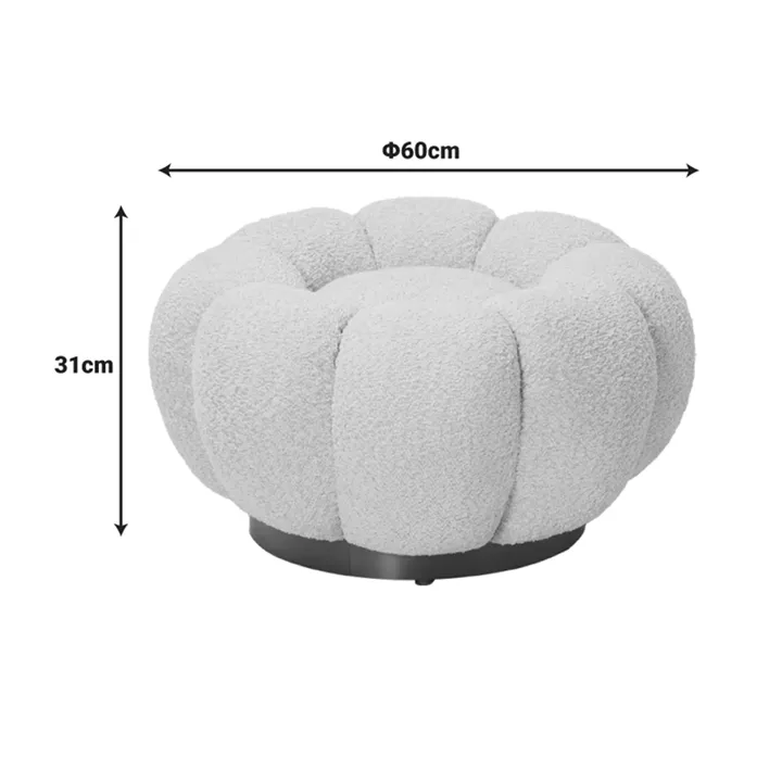 Nester pakoworld stool boucle  fabric in rotten apple color D60x31cm