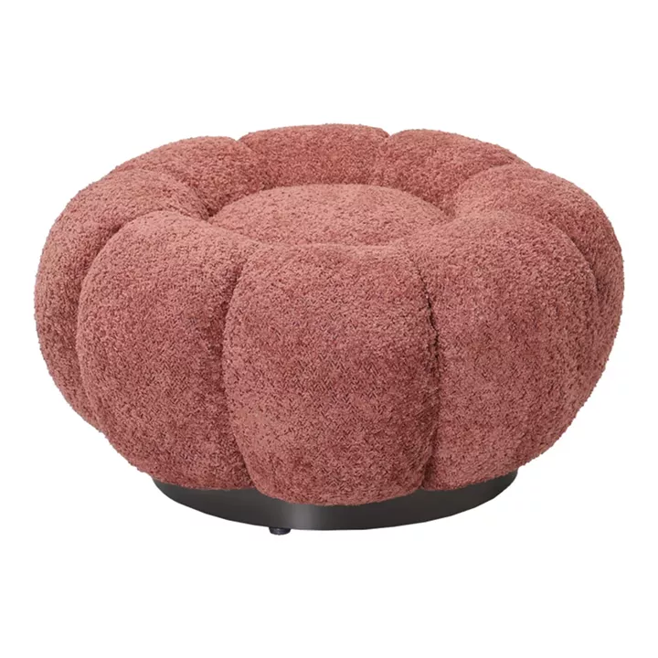 Nester pakoworld stool boucle  fabric in rotten apple color D60x31cm
