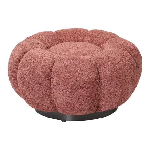 Nester pakoworld stool boucle  fabric in rotten apple color D60x31cm