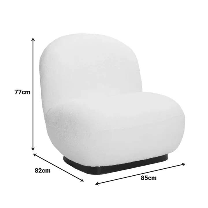 Armchair Rosalie pakoworld cream teddy fabric-black base 85x82x77cm