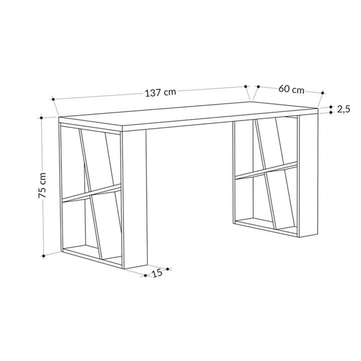 Γραφείο Honey pakoworld σε λευκή-ανθρακί απόχρωση 137x60x75εκ