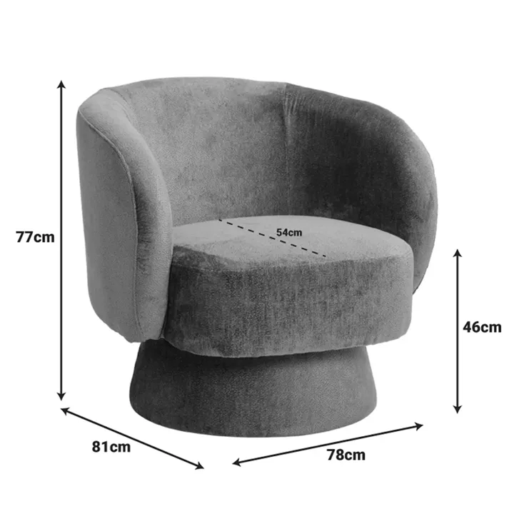 Kreslo pakoworld swivel armchair fabric in dark grey color 78x81x77cm
