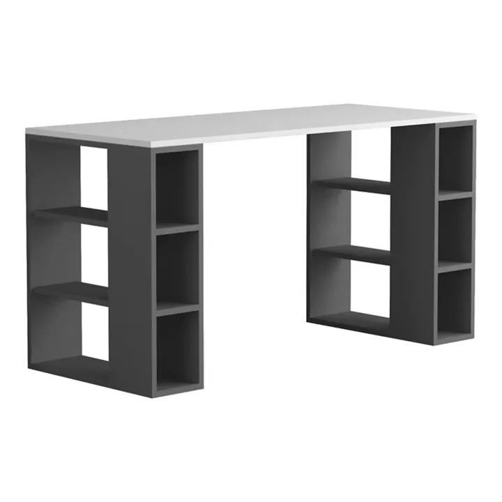 Working Table Colmar pakoworld in white-dark grey color 140x60x75cm