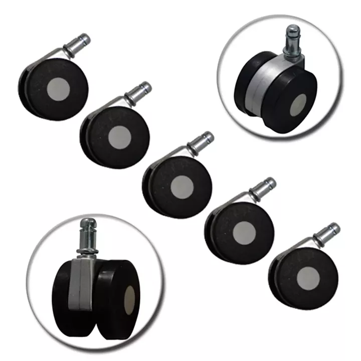 Spare caster wheels for office chair special Black-Silver set 5pieces