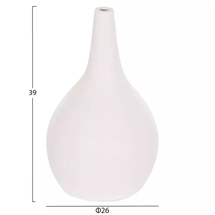 TABLE DECORATIVE VASE DENI HM4663.02L TERRACOTA IN WHITE--Φ26x39Hcm