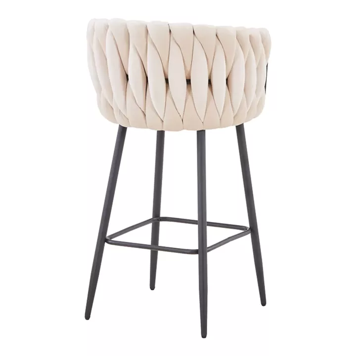 Vivian bar stool pakoworld beige velvet-leg black metal 57x50x100cm
