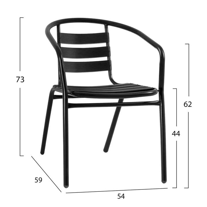 OUTDOOR DINING SET 5PCS ADAM HM21220 METAL CHAIRS & TABLE 110x60 BLACK