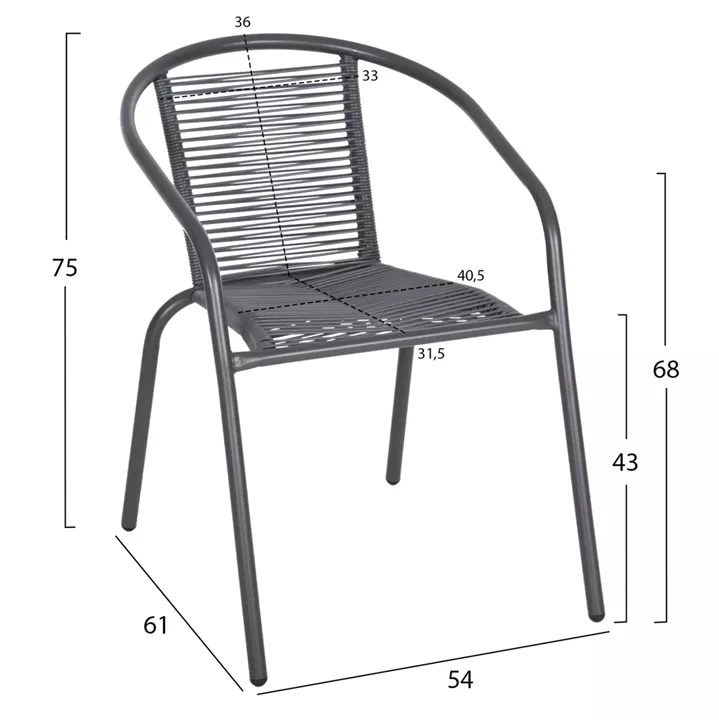 OUTDOOR DINING SET 5PCS SWIFTER HM21222 METAL CHAIRS & TABLE 110x60 GREY
