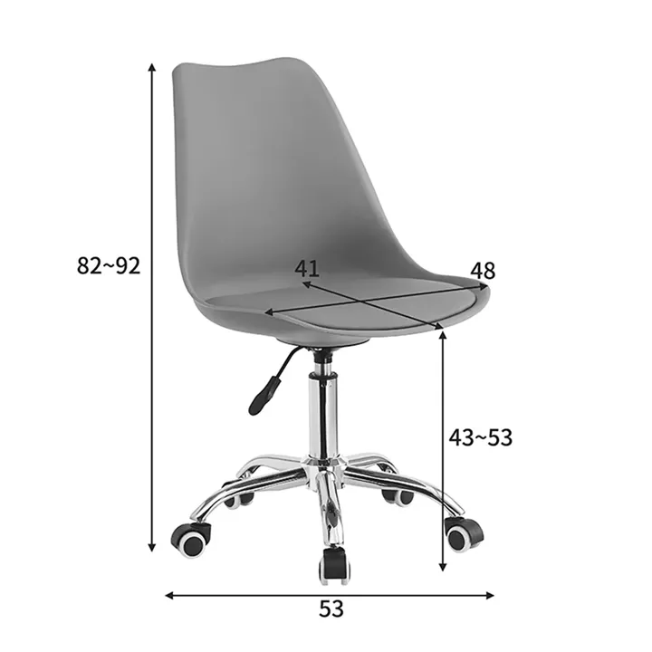 Office chair Gaston II pakoworld pp-pu in light blue color 48x57x80-93cm