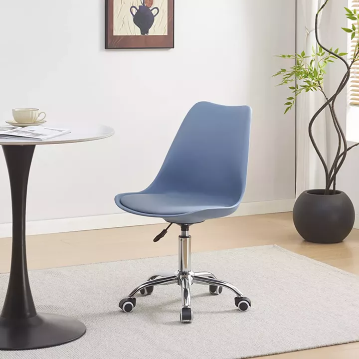 Office chair Gaston II pakoworld pp-pu in light blue color 48x57x80-93cm