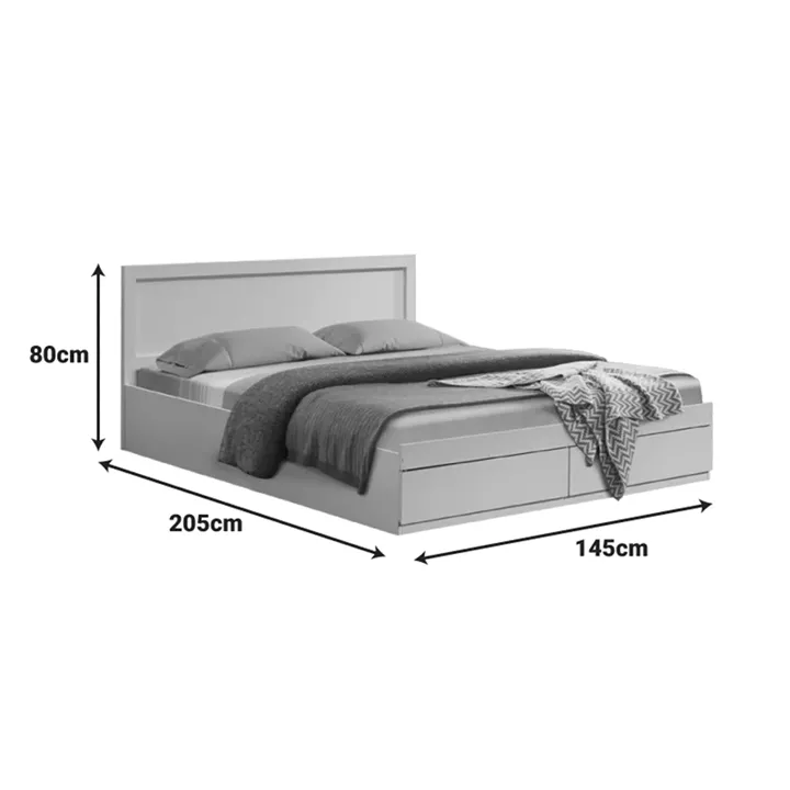 Bed Olympus pakoworld with drawer in white color 140x200cm