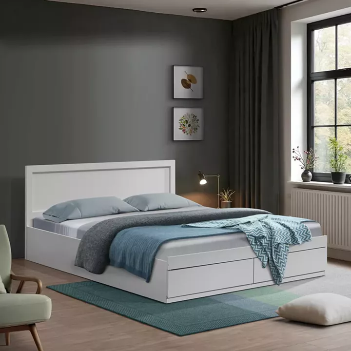 Bed Olympus pakoworld with drawer in white color 140x200cm