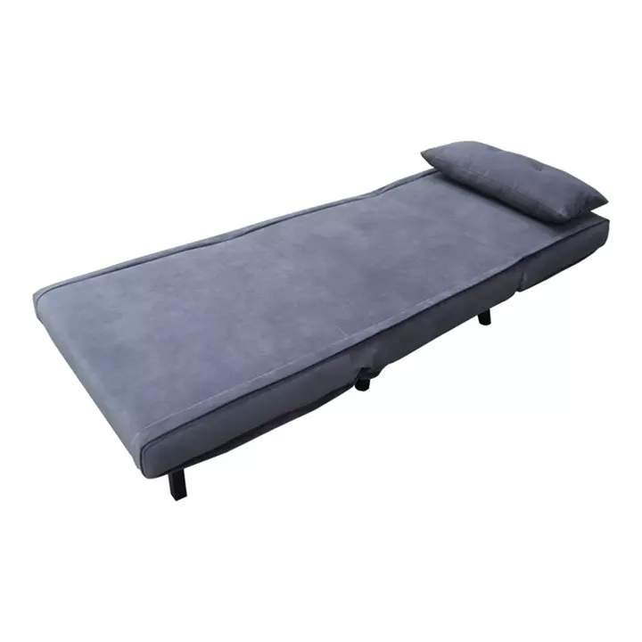 Armchair-bed Josuane pakoworld gray velvet and wooden leg in black shade 78x80x81cm