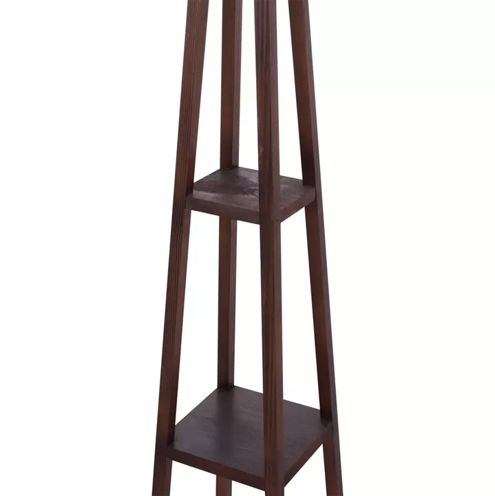 FLOOR STANDING LAMP WOODEN WALNUT LEGS BEIGE CAP 26x26x156Hcm.HM7695.01
