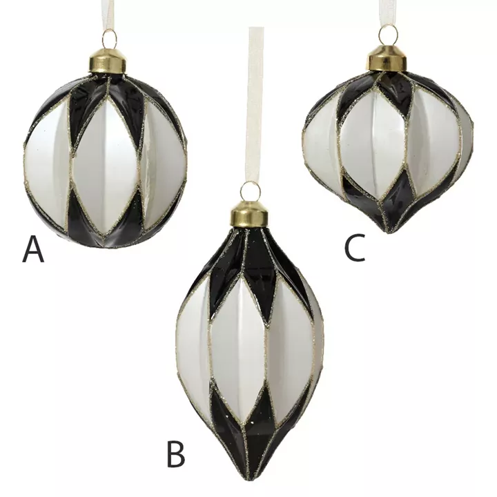 Beauty Home Γυάλινη  Μπάλα  Μαύρο / Λευκό Ø8 cm      A