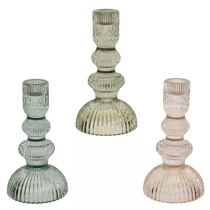 Beauty Home Κηροπήγιο Γυάλινο 9.5cm x 17.5 cm      