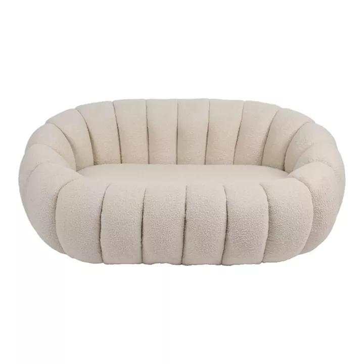 2-seater sofa Yannick pakoworld boucle beige fabric 148x92x62cm