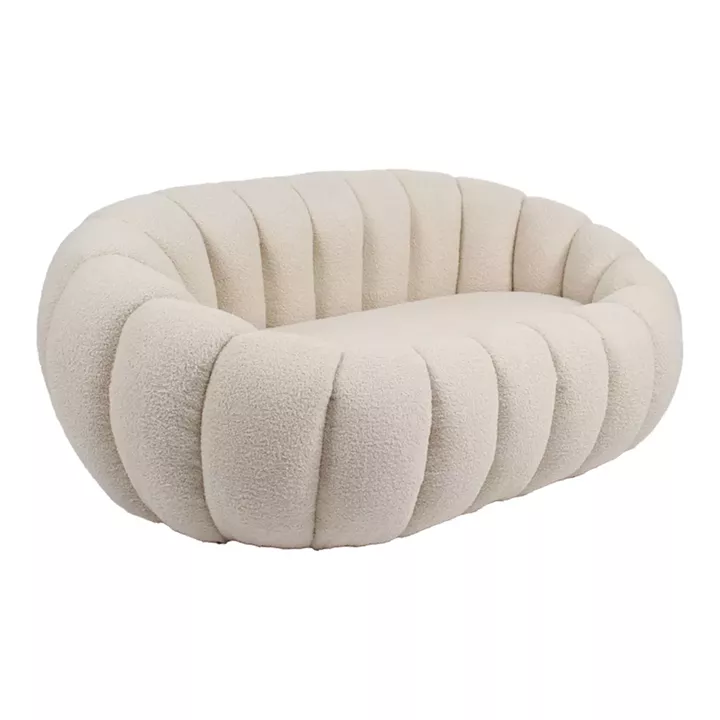 2-seater sofa Yannick pakoworld boucle beige fabric 148x92x62cm
