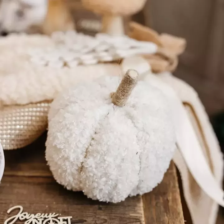 Beauty Home Κολοκύθα υφασμάτινη μπουκλέ λευκή Ø11 x 13 cm