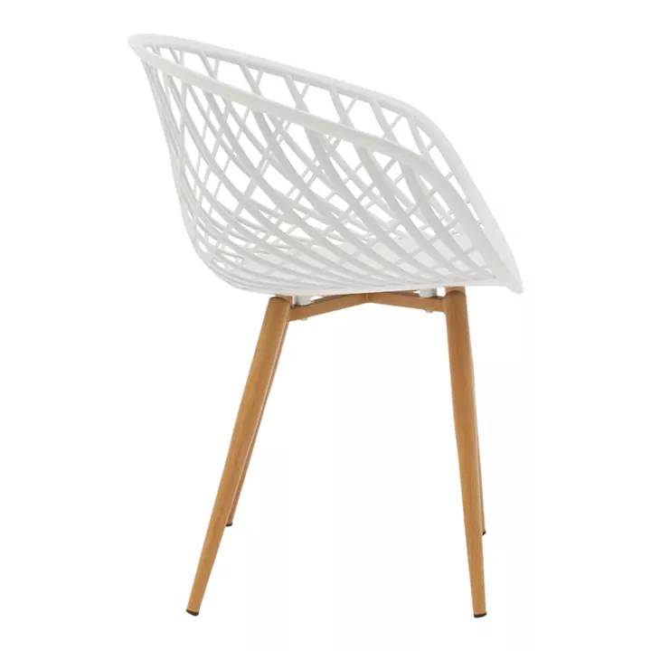 Elijah-Ezra pakoworld dining table set of 3 pp-pu in white color with natural legs Φ60x74cm