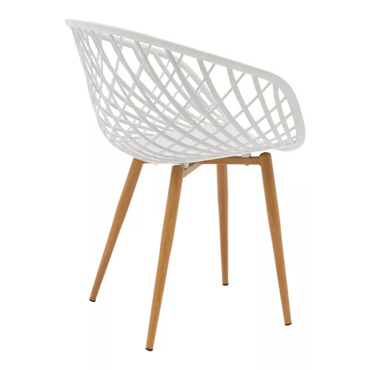 Elijah-Ezra pakoworld dining table set of 3 pp-pu in white color with natural legs Φ60x74cm