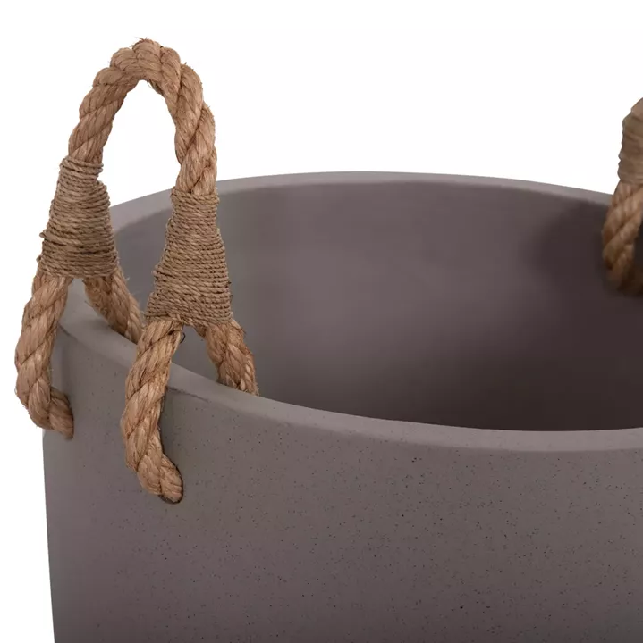 INDOOR PLANTER/POT SERIES TRYLL HM4690L FIBER CEMENT IN GREY & ROPE Φ40x25.5Hcm.