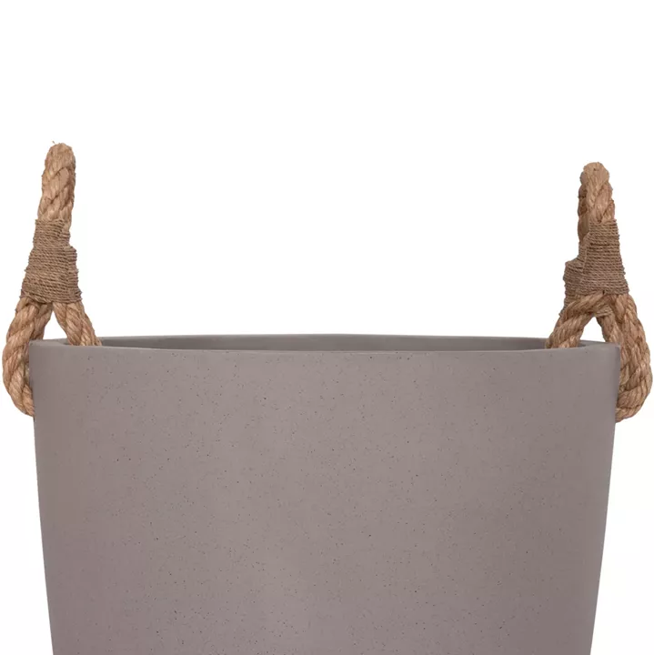 INDOOR PLANTER/POT SERIES TRYLL HM4690L FIBER CEMENT IN GREY & ROPE Φ40x25.5Hcm.