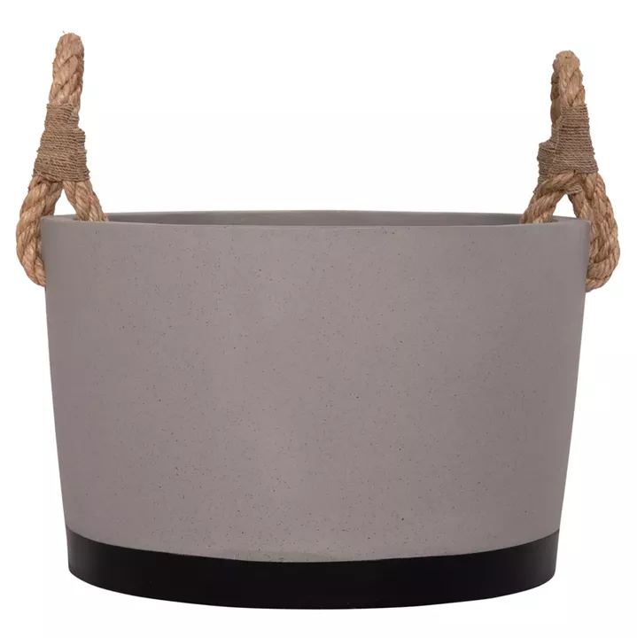 INDOOR PLANTER/POT SERIES TRYLL HM4690L FIBER CEMENT IN GREY & ROPE Φ40x25.5Hcm.