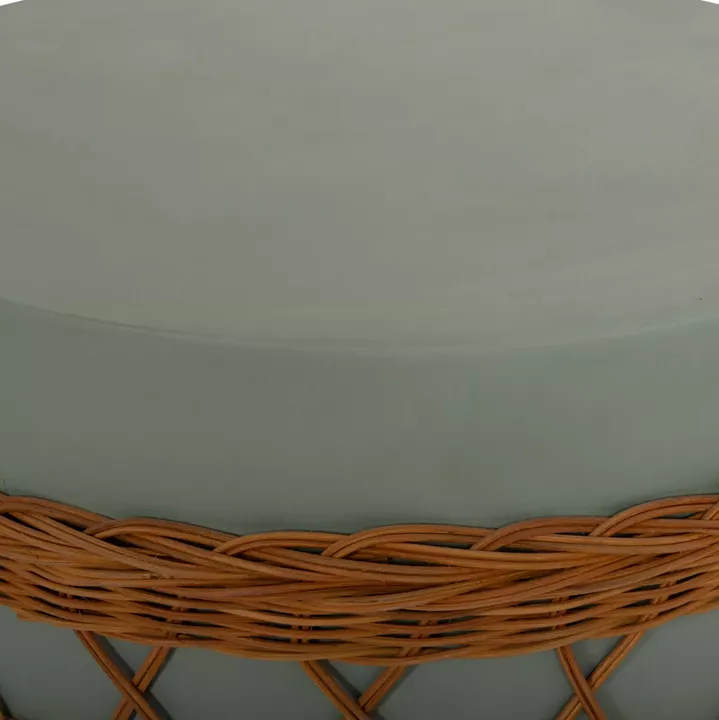 COFFEE TABLE ROUND VILHENA HM18165 FIBER CEMENT GREEN--NATURAL RATTAN Φ56x47Hcm.