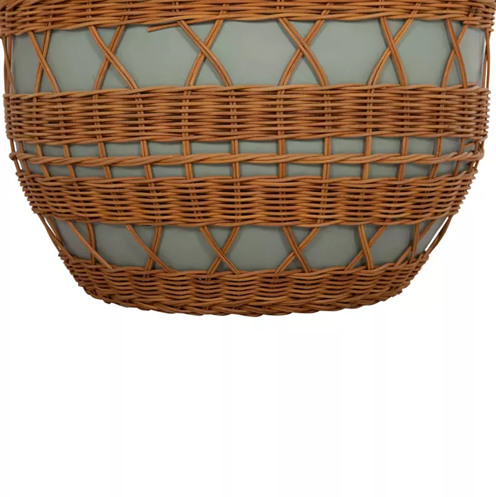 COFFEE TABLE ROUND VILHENA HM18165 FIBER CEMENT GREEN--NATURAL RATTAN Φ56x47Hcm.