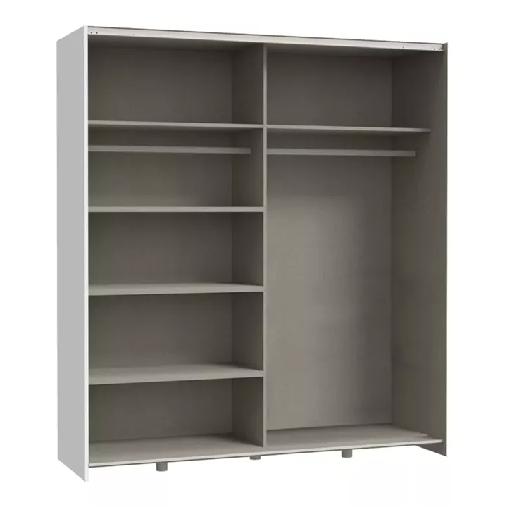 Wardrobe Noez I pakoworld 2 doors with shelves in white color 170.5x61x190.5cm
