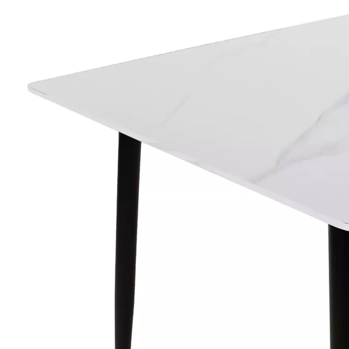 Gustas-Bella pakoworld dining set 5pcs white marble sintered stone-anthracite velvet 120x60x75cm