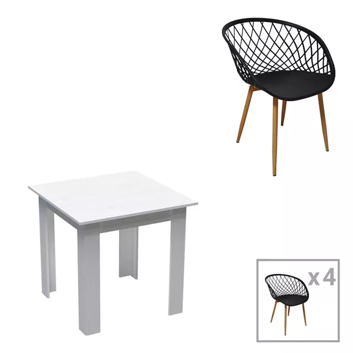 Dining table Manka-Parker pakoworld set of 3 pieces in white 80x80x77cm