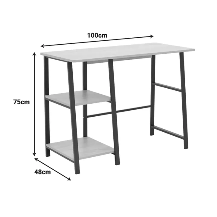 Study desk Ferje pakoworld with shelves mdf in light walnut-white color 100x48x75cm