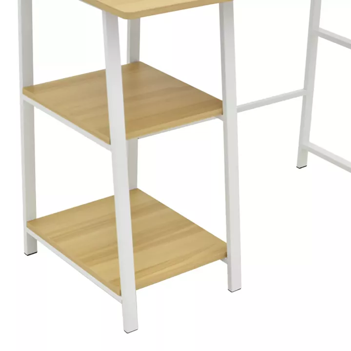 Study desk Ferje pakoworld with shelves mdf in light walnut-white color 100x48x75cm
