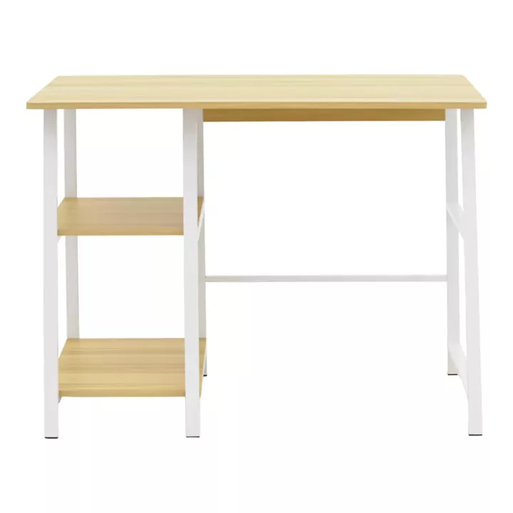 Study desk Ferje pakoworld with shelves mdf in light walnut-white color 100x48x75cm