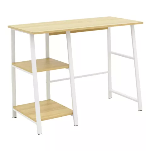 Study desk Ferje pakoworld with shelves mdf in light walnut-white color 100x48x75cm