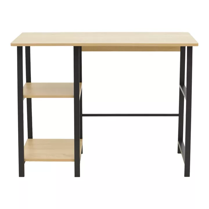 Study desk Ferje pakoworld with shelves mdf in natural-black color 100x48x75cm