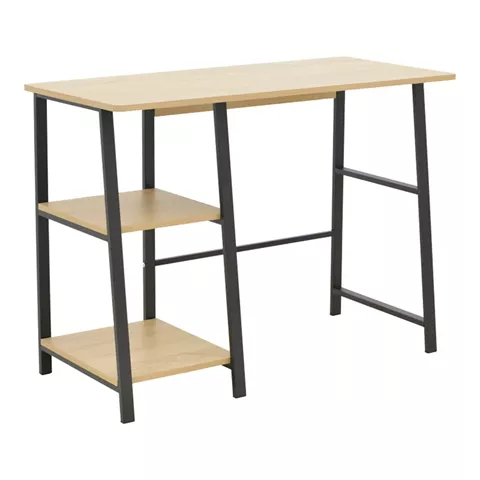 Study desk Ferje pakoworld with shelves mdf in natural-black color 100x48x75cm