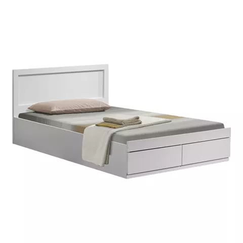 Bed Olympus pakoworld with drawer in white color 100x200cm