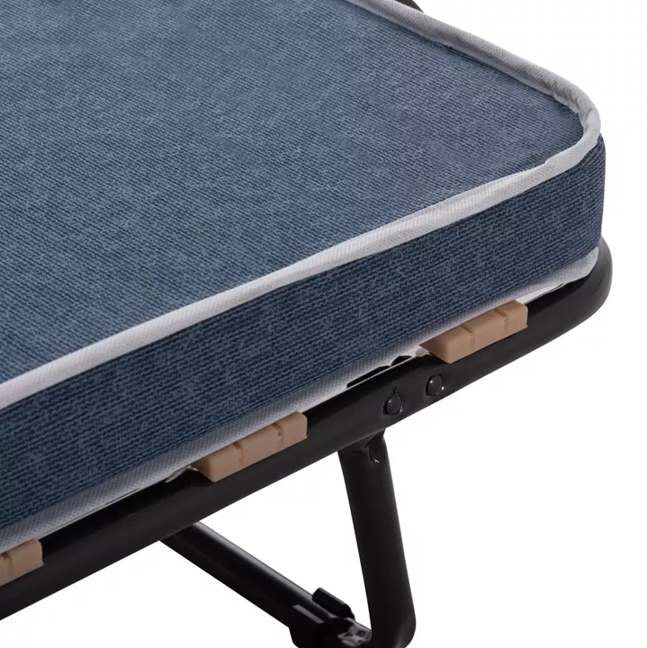 FOLDABLE BED SLADE HM604.03 METAL WITH WHEELS & MATTRESS 6.5cm BLUE JEANS LOOK 80x183x37.5Hcm.