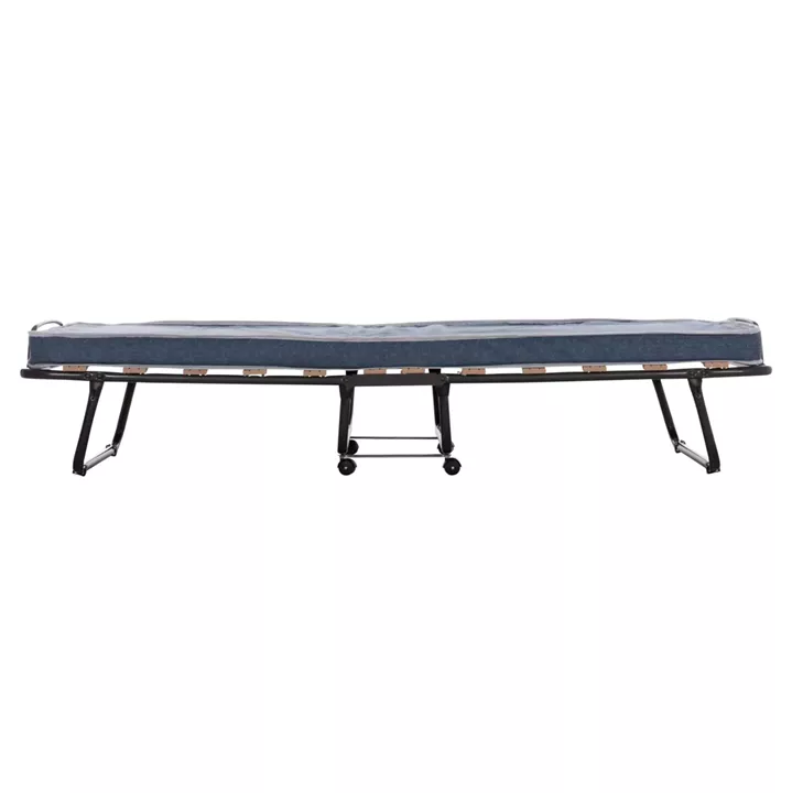 FOLDABLE BED SLADE HM604.03 METAL WITH WHEELS & MATTRESS 6.5cm BLUE JEANS LOOK 80x183x37.5Hcm.