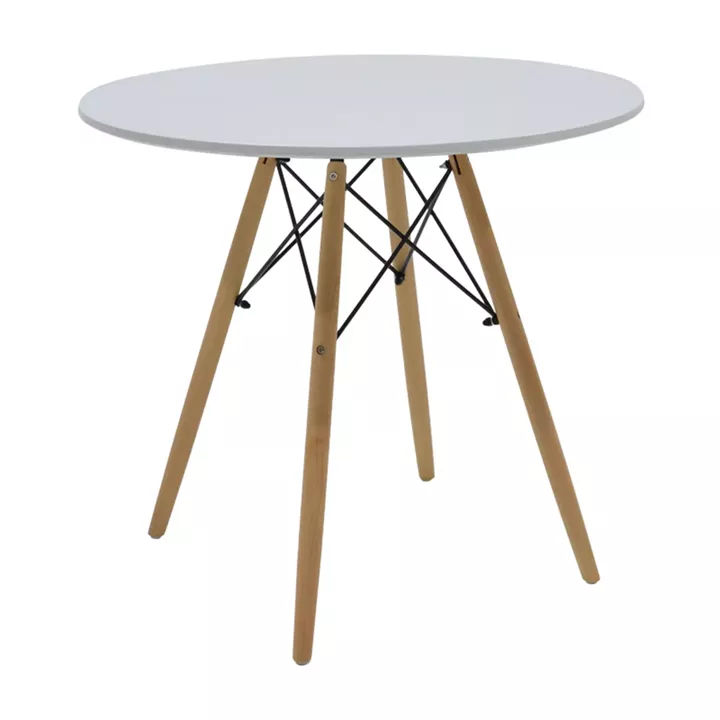 Dining table Julita pakoworld MDF top white-natural color legs D80x73cm