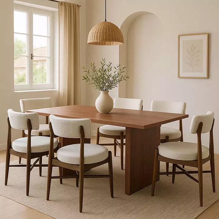 Dining table set Eleganza-Raudi pakoworld set of 7 pieces mdf in walnut shade 180x99x75.8cm