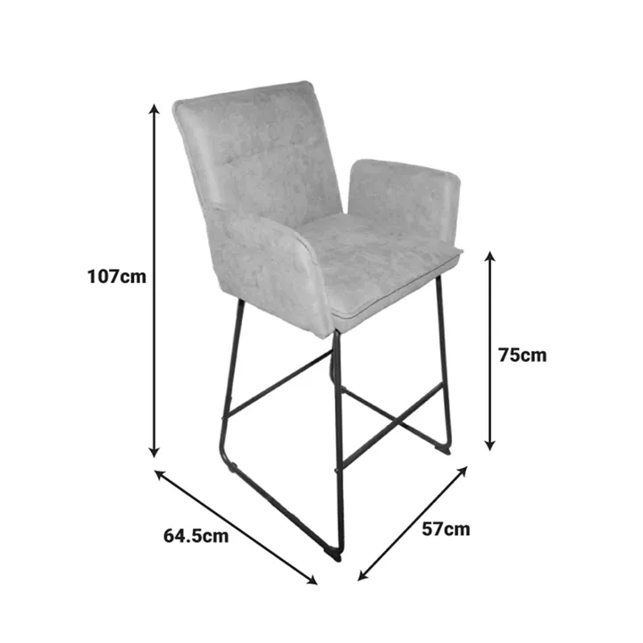 Bar stool Essential pakoworld rotten apple fabric-black metal leg 57x64.5x107cm